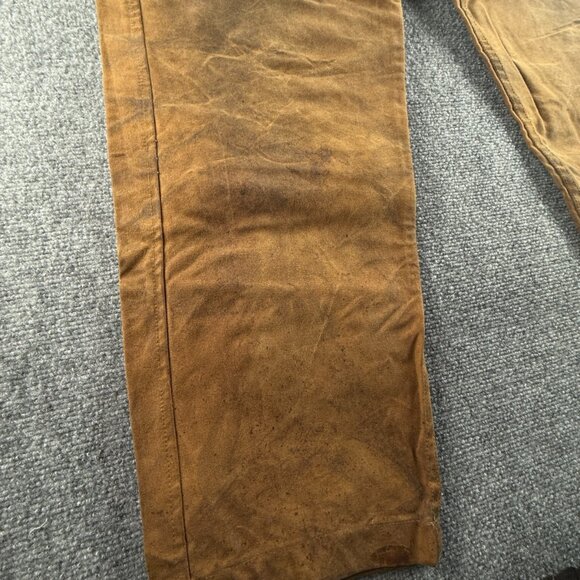 VTG CC Filson Style 69 Brown Waxed Canvas Pants Hunting Cotton 36 Men ACTL 35X30 - Picture 6 of 16